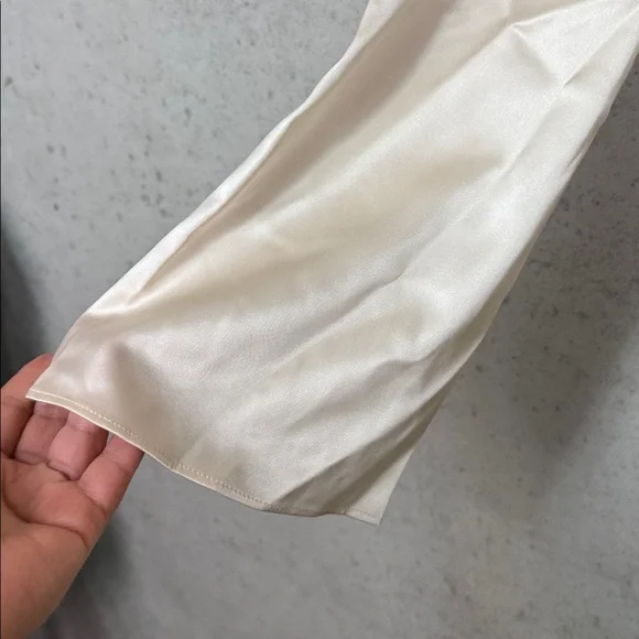 Reformation Pike Satin Almond / Cream Mini Dress sz L - Picture 7 of 13